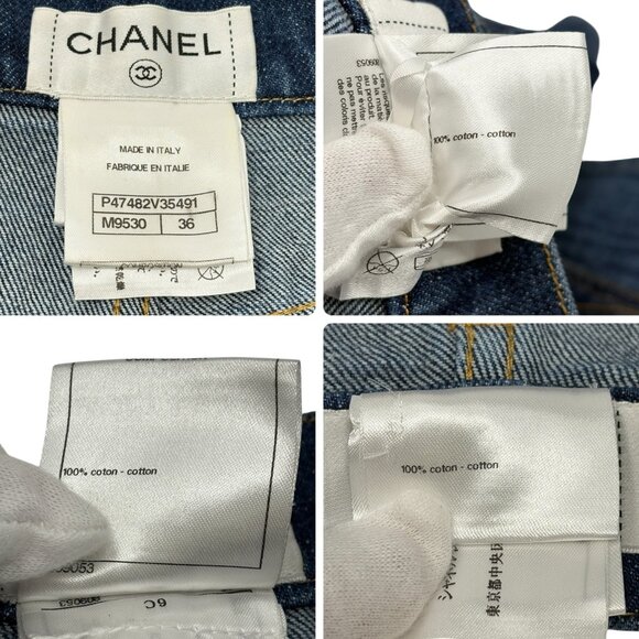 CHANEL Vintage P47482 CC Mark Logo Denim Short Pants #36 Blue [106477] - Picture 12 of 12